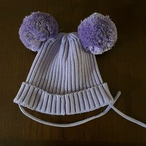 Mini Rodini Purple Hat with Ear Pom-Poms